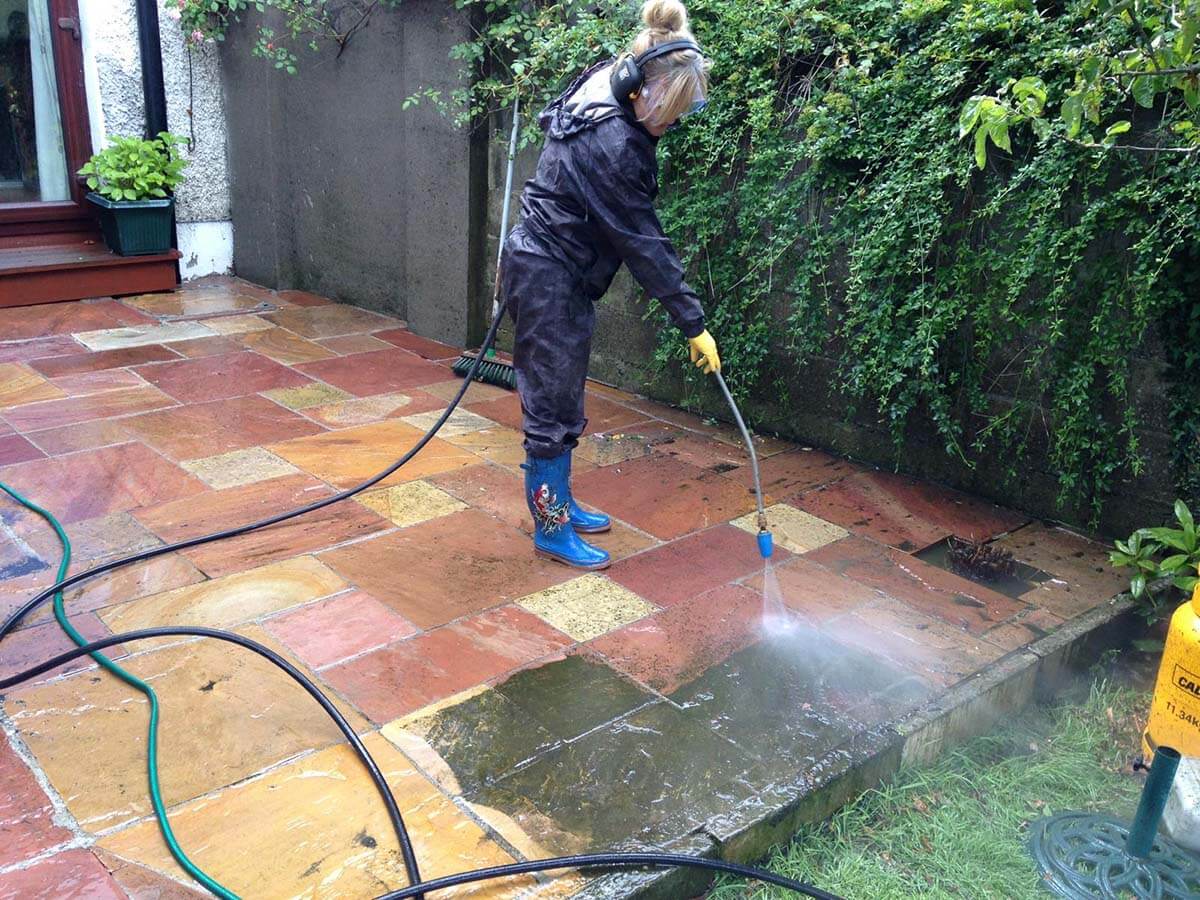 Powerwashing paving in Rathgar